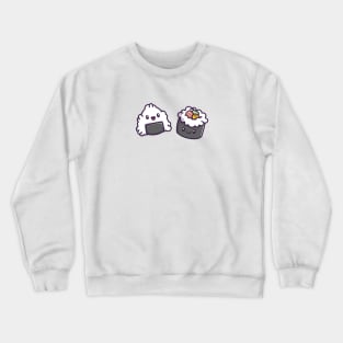 Cute Nigiri Sushi With Maki Roll Cartoon Vector Icon Illustration Crewneck Sweatshirt